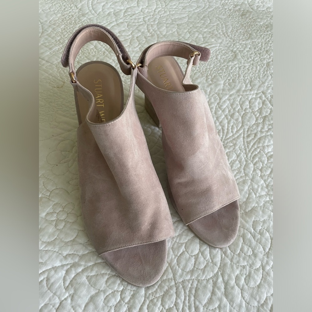 Stuart Weitzman suede Peeptoe booties